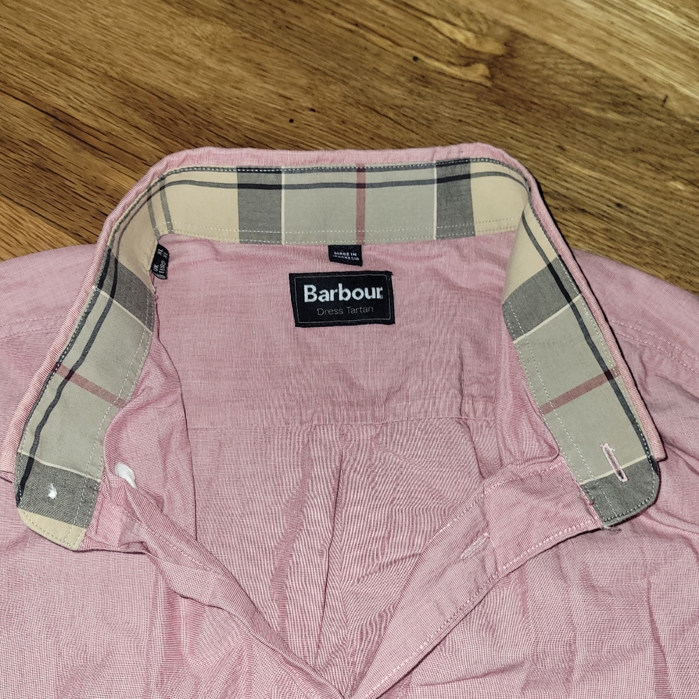 Barbour Red Shirt with Tartan Collar